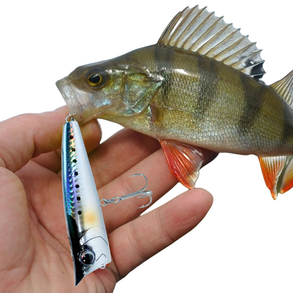 Topwater Popper Fishing Lure – 3D Eyes & Treble Hooks