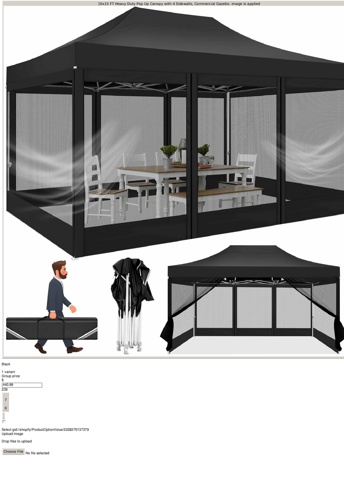 Heavy Duty 10x15 Pop Up Canopy with Sidewalls