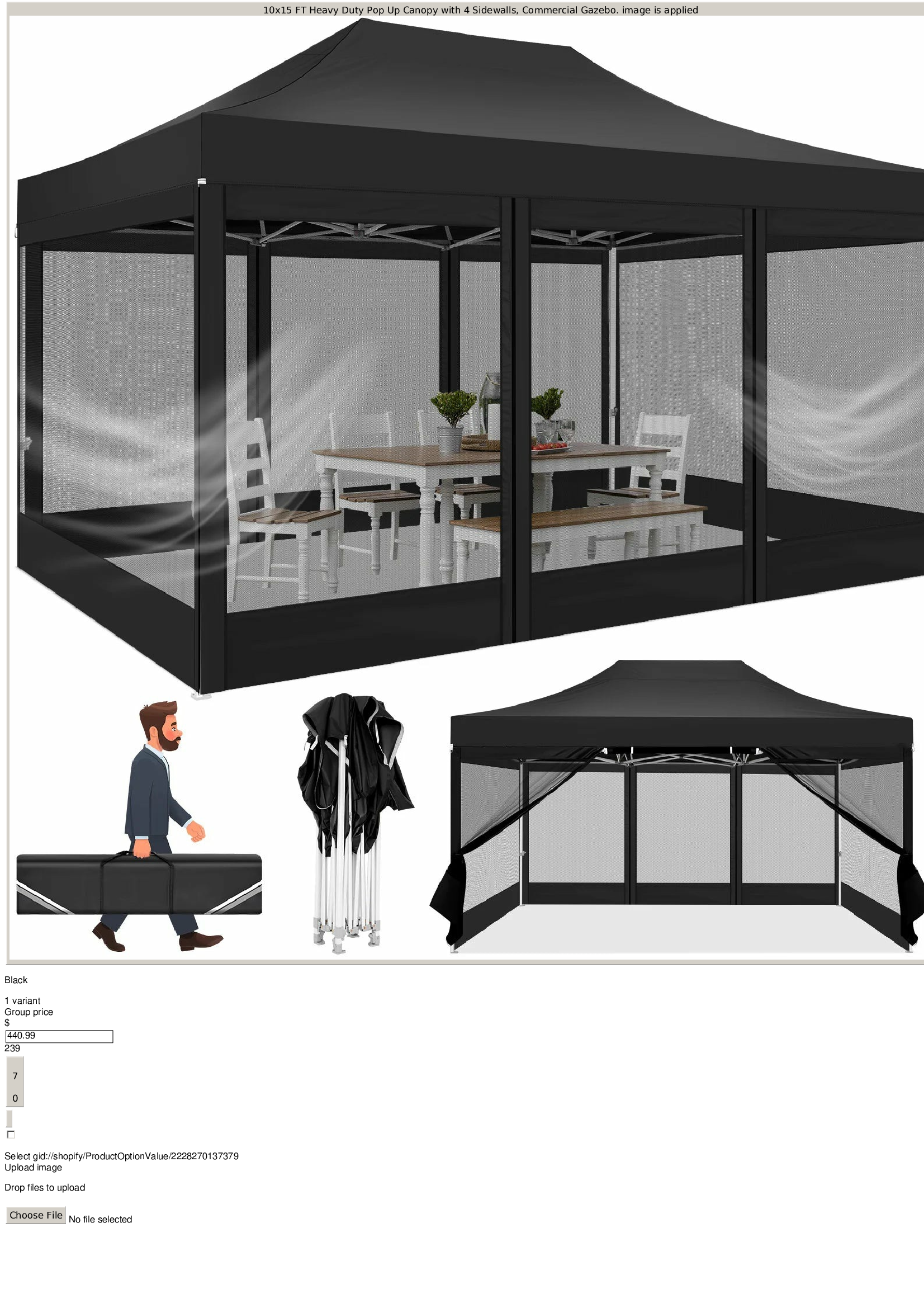 Heavy Duty 10x15 Pop Up Canopy with Sidewalls