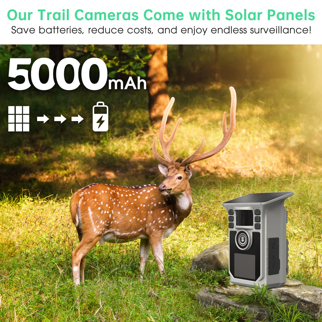 4K Solar Trail Camera, 48MP WiFi Trail Camera with Night Vision.