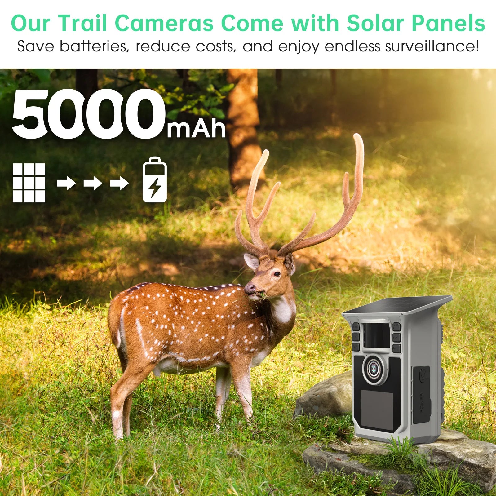 4K Solar Trail Camera, 48MP WiFi Trail Camera with Night Vision.