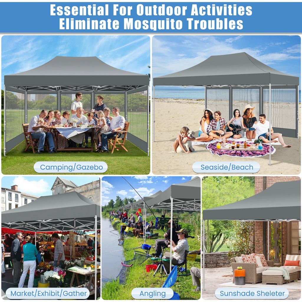 10x15 FT Heavy Duty Pop Up Canopy with 4 Sidewalls, Commercial Gazebo.