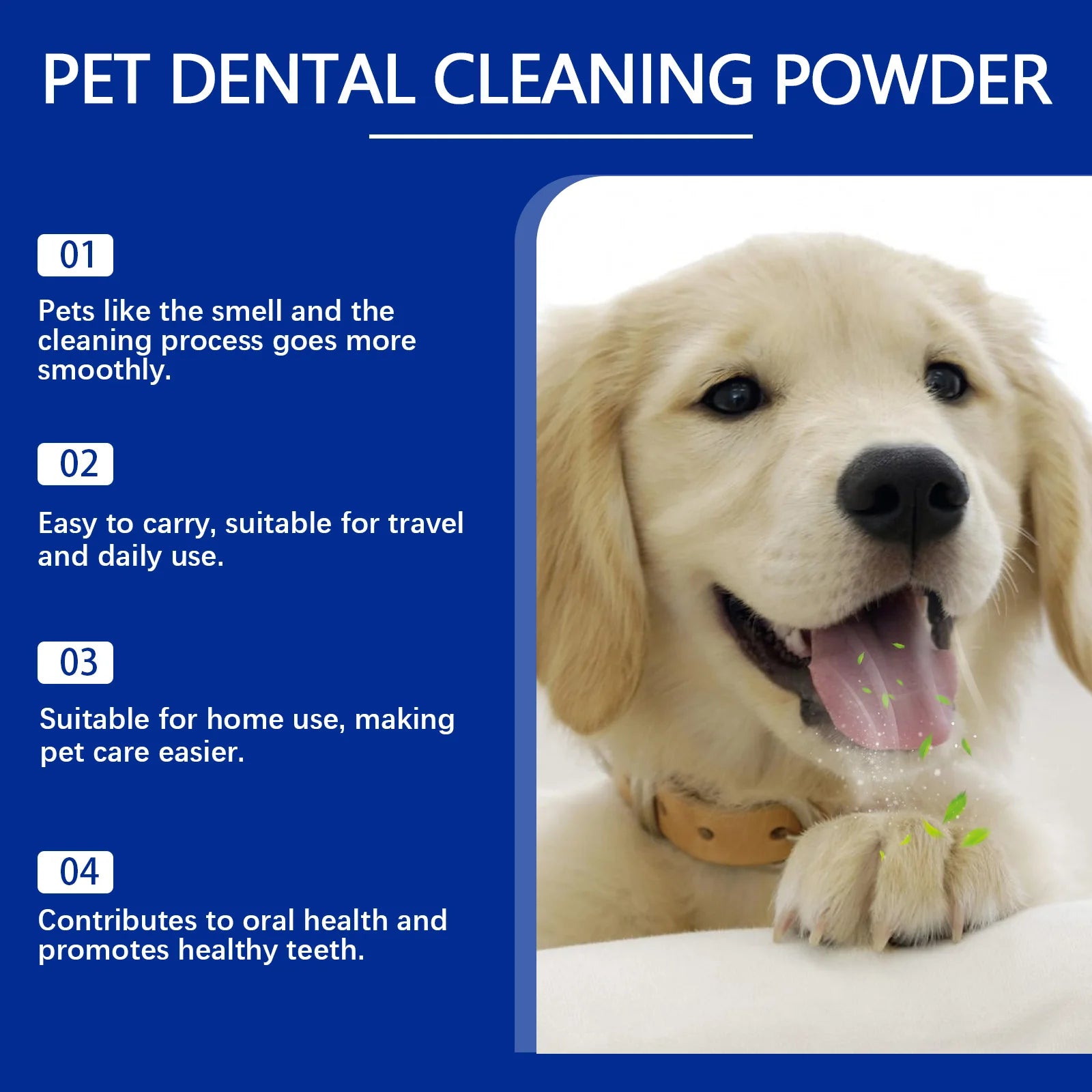 Dog Teeth Cleaning Powder Dental Whiten Fresh Breath Pet Oral Hygiene Care.