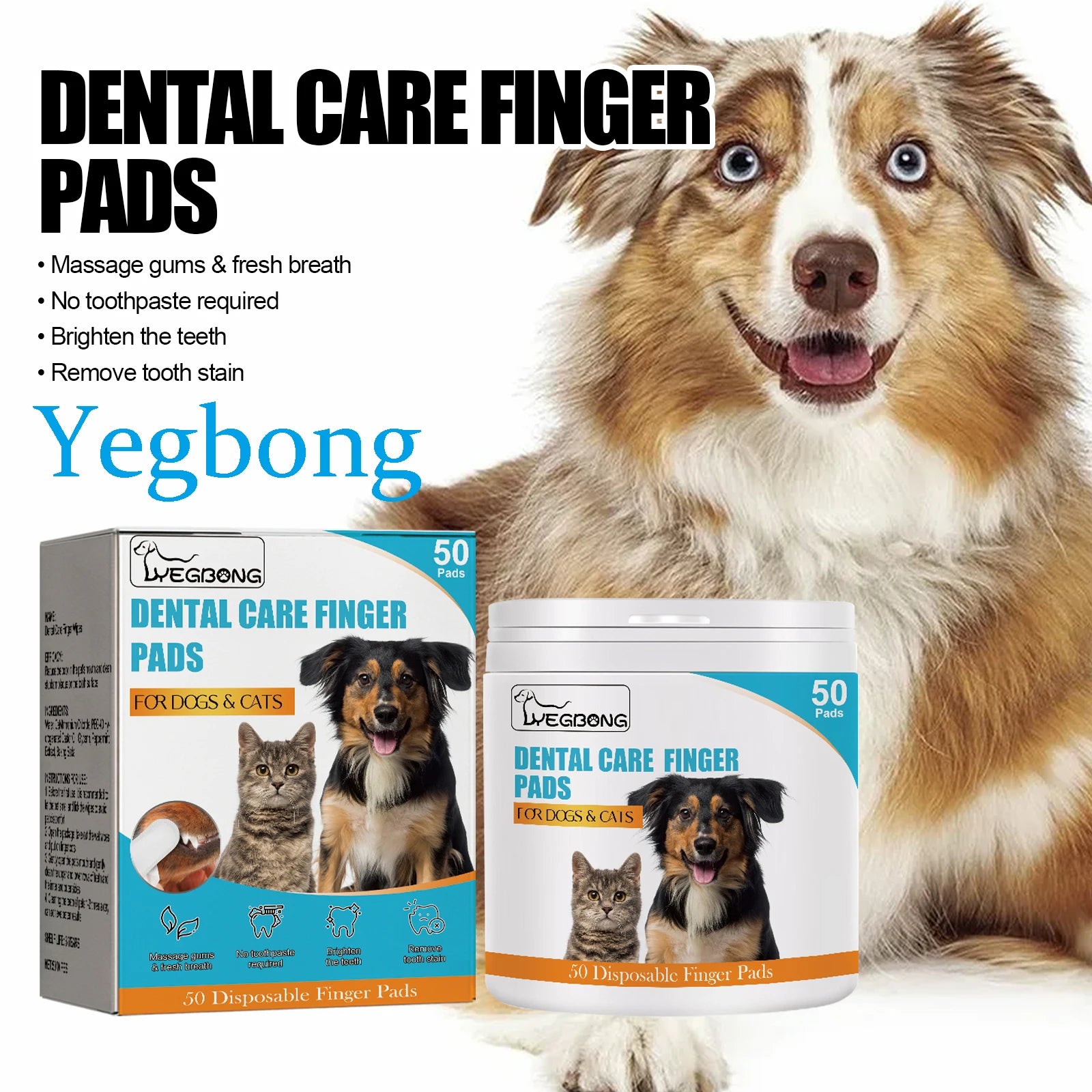 Yegbong Pet Teeth Care Finger Wipe Gentle Remove Teeth Stains Nourishing Gums.