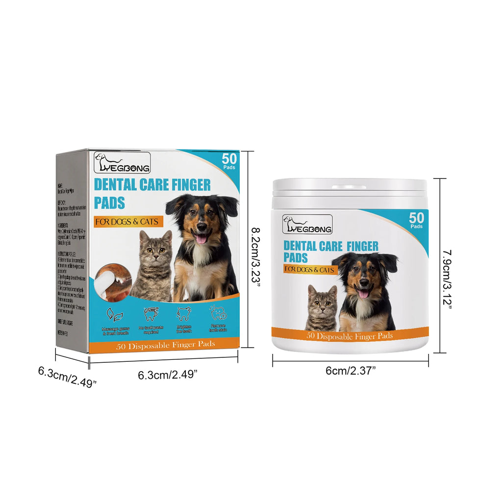 50PCS Pet Tooth Cleaning Finger Wipes Gentle Non-irritating.
