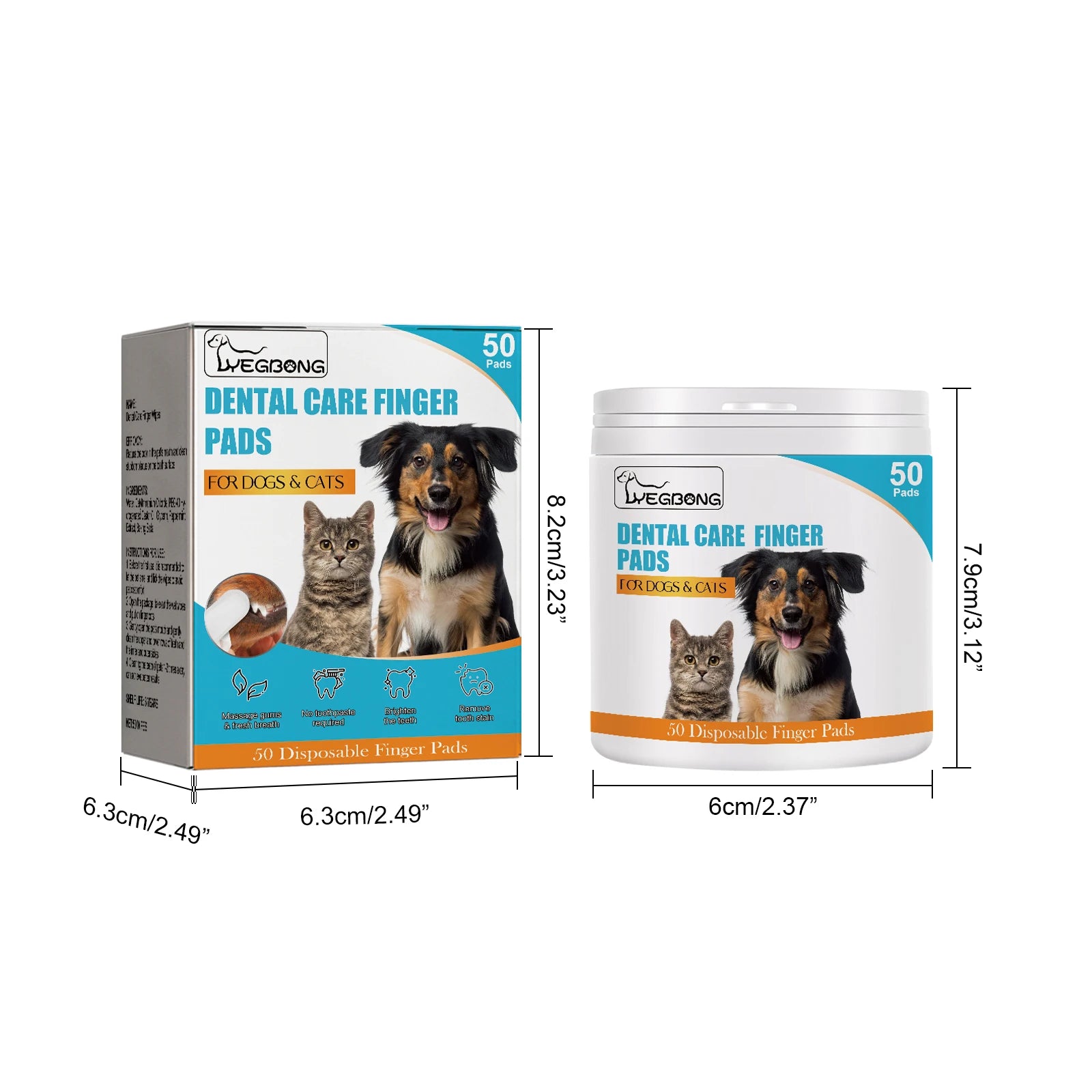 50PCS Pet Tooth Cleaning Finger Wipes Gentle Non-irritating.