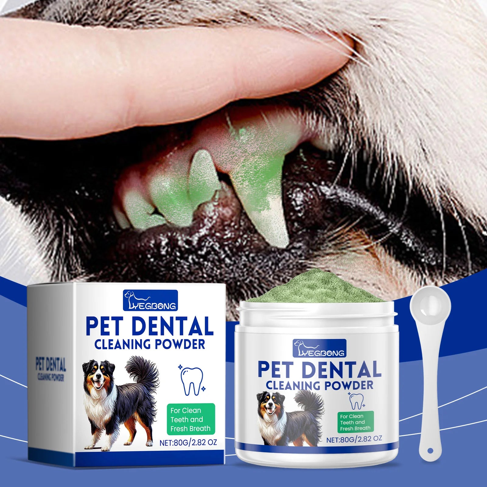 Dog Teeth Cleaning Powder Dental Whiten Fresh Breath Pet Oral Hygiene Care.