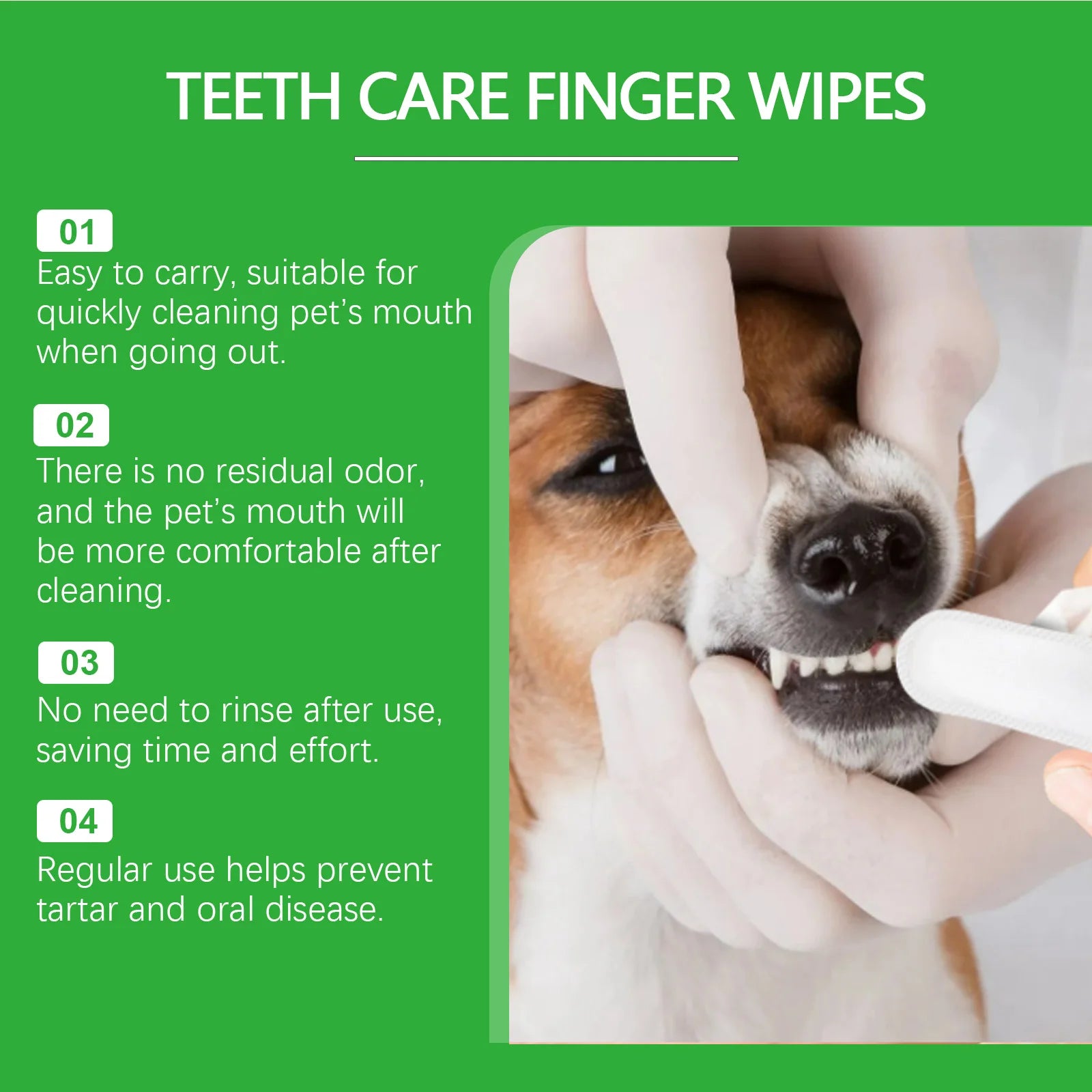 Yegbong Pet Teeth Care Finger Wipe Gentle Remove Teeth Stains Nourishing Gums.