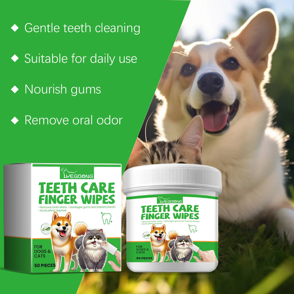 Yegbong Pet Teeth Care Finger Wipe Gentle Remove Teeth Stains Nourishing Gums.