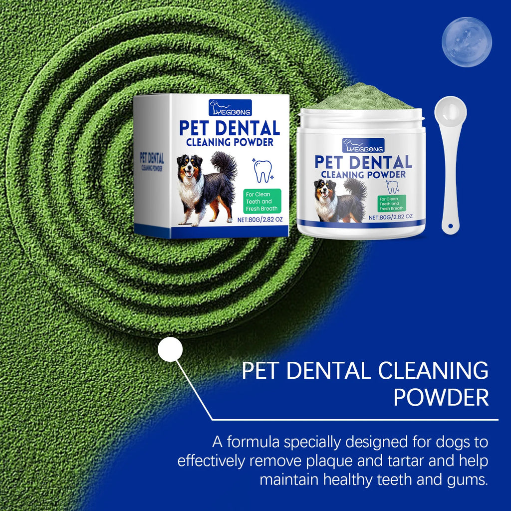 Dog Teeth Cleaning Powder Dental Whiten Fresh Breath Pet Oral Hygiene Care.