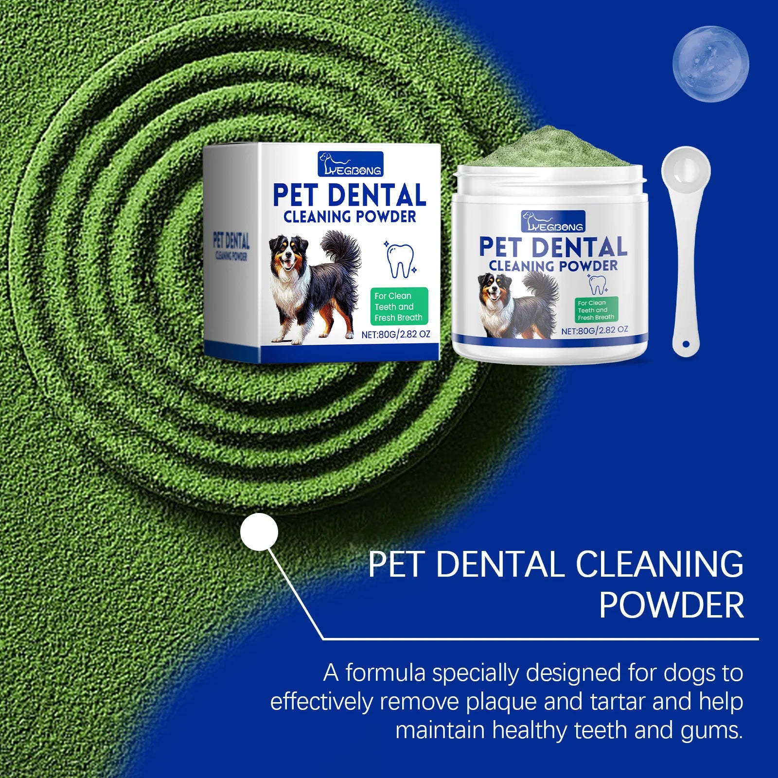 Dog Teeth Cleaning Powder Dental Whiten Fresh Breath Pet Oral Hygiene Care.