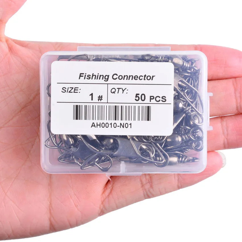 Brass Barrel Fishing Swivels with Interlock Snaps – 50-Pack | Sizes 1–14, 1/0–3/0