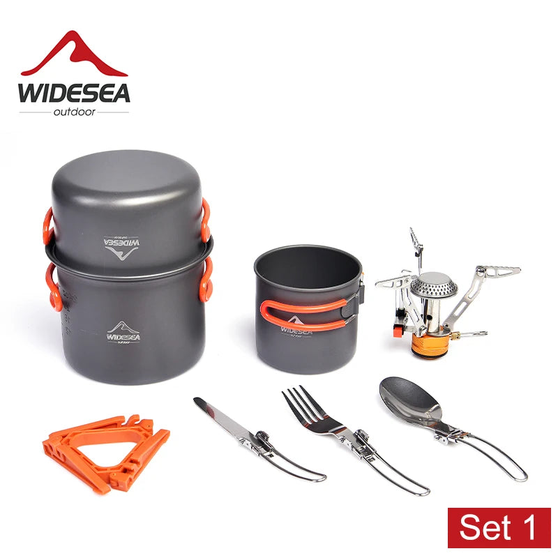 Widesea Camping Cookware Set - Complete Outdoor Cooking Kit with Burner