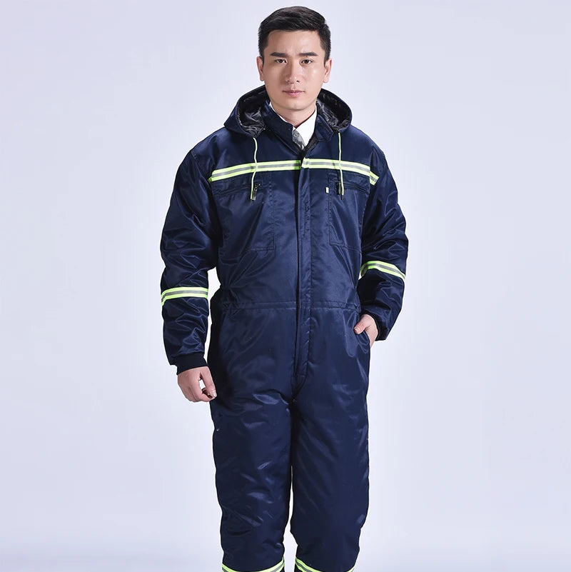 Winter Work Clothing Cotton Padded Jumpsuit Fishing Suit Antifouling Durable Overalls.