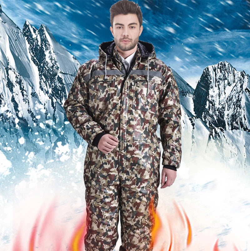 Winter Work Clothing Cotton Padded Jumpsuit Fishing Suit Antifouling.