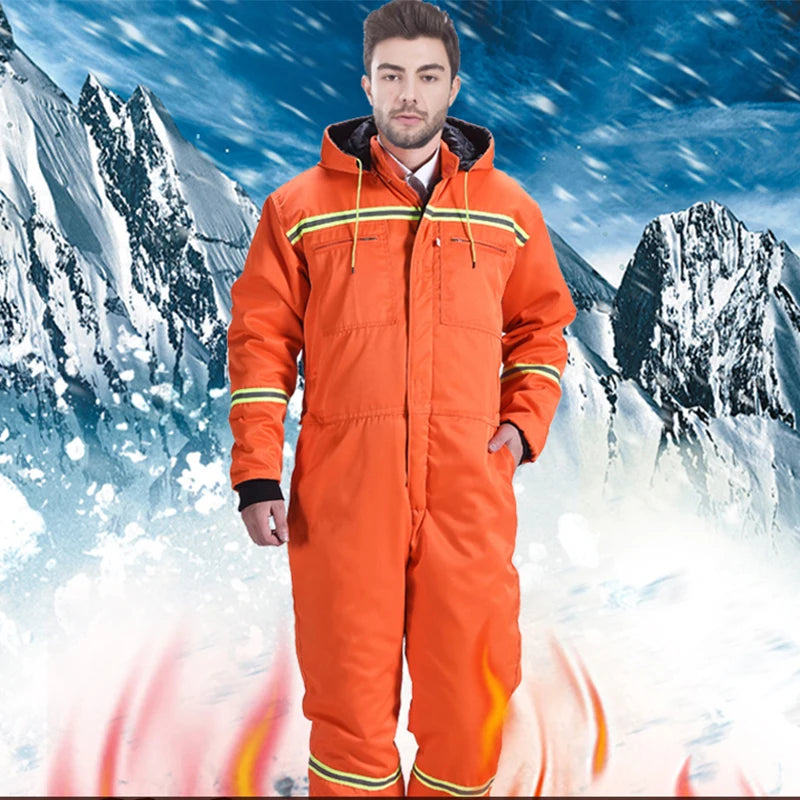Winter Work Clothing Cotton Padded Jumpsuit Fishing Suit Antifouling Durable Overalls.