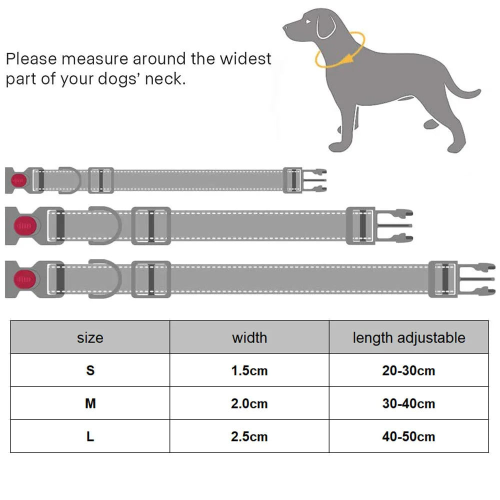 Adjustable Reflective Dog Collar - Soft Foam Padded Nylon with Quick Release