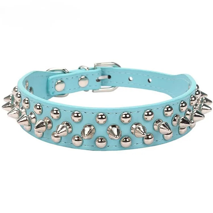 Adjustable Leather Pet Dog collar Neck Strap Supplies PU Leather Punk.