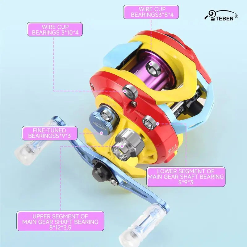 Hot Carbon Fiber Baitcasting Reel Ultra-Lightweight 5+1 Stainless Steel Bearings 7.2:1gear.