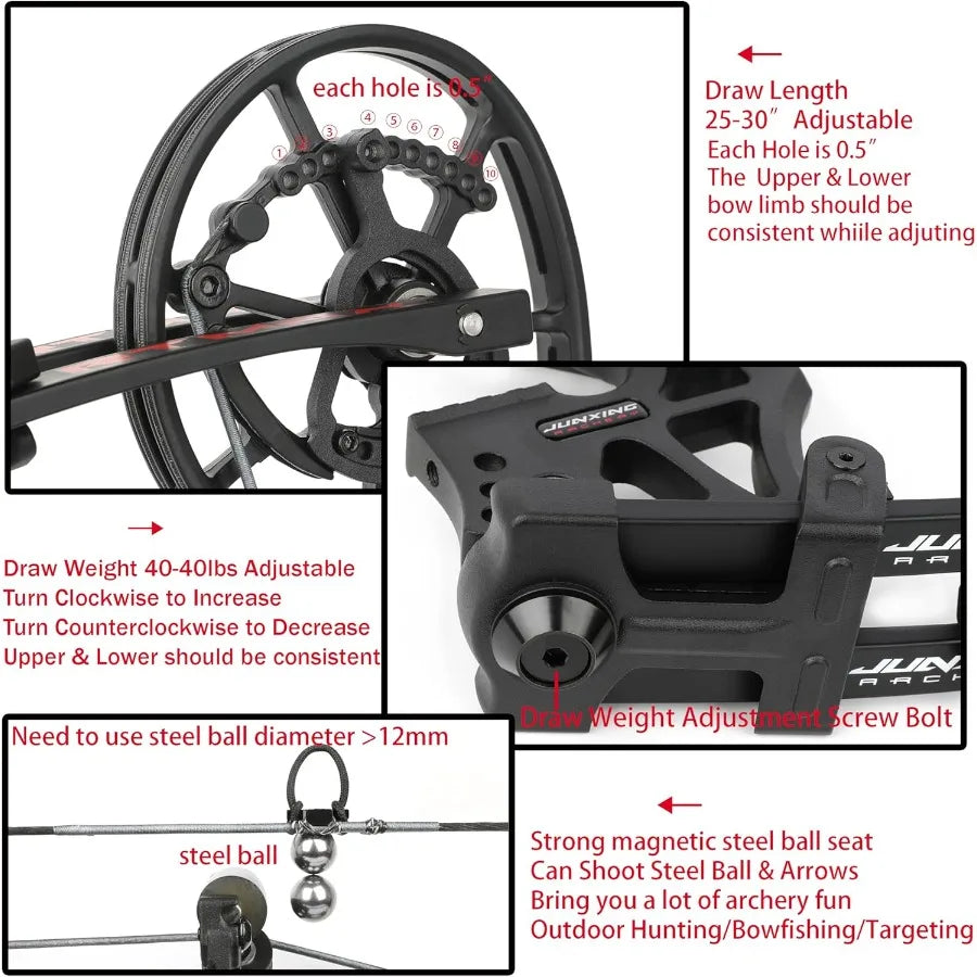ZSHJGJR Compound Bow Dual-use for Arrows and Steel BallHunting Bows 40-70lbs.