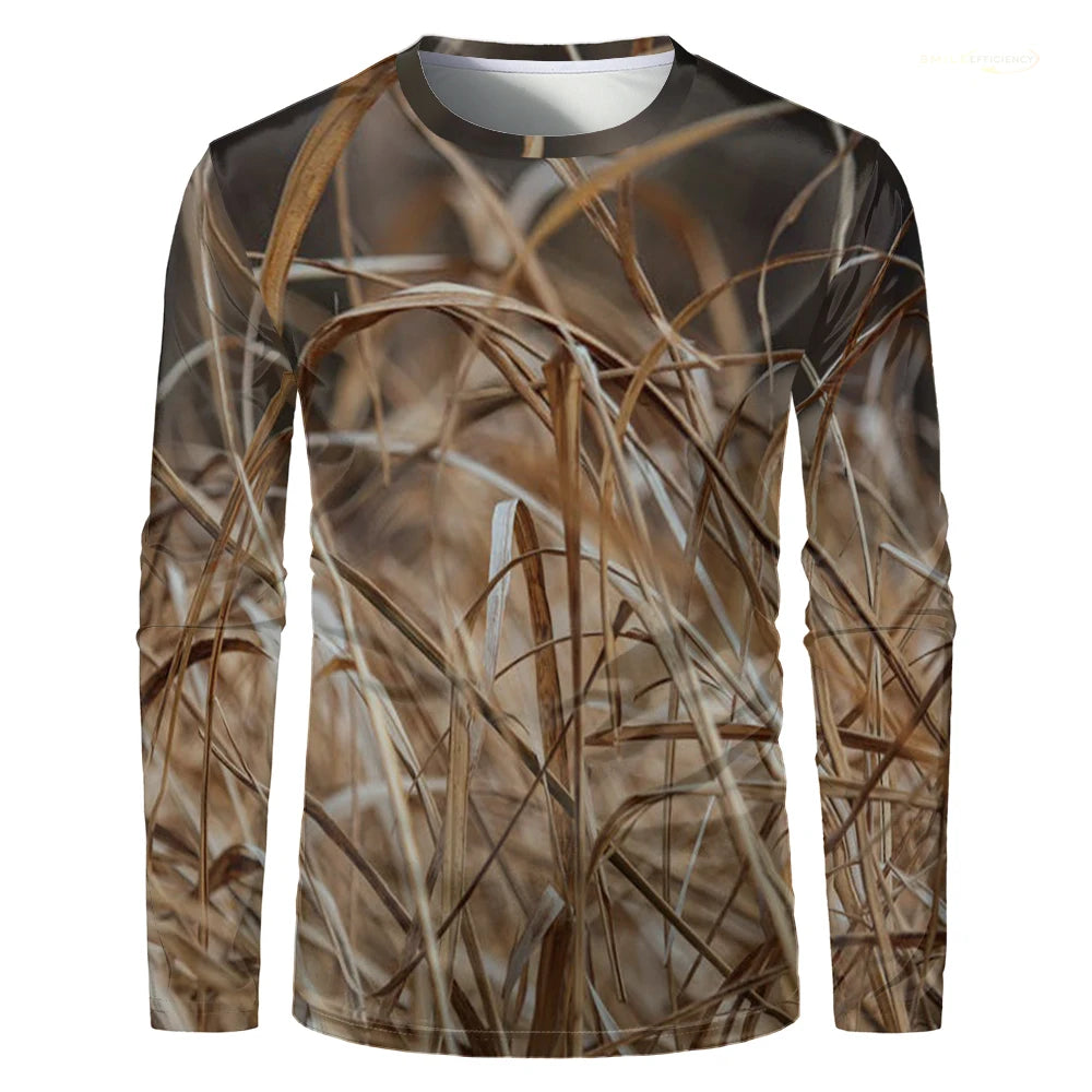Men Camouflage Forest Hunting T-shirt Utdoor Quick Drying Breathable Hiking Long Sleeve.