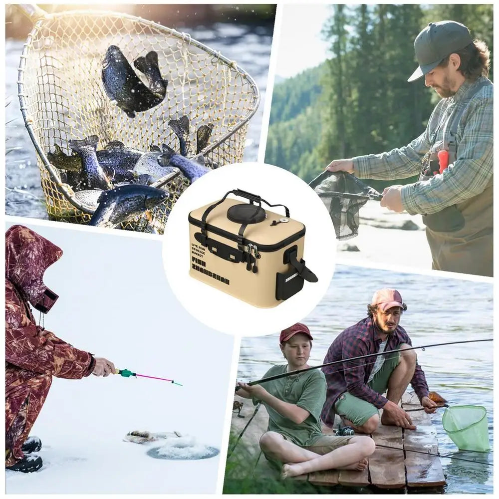 Folding Live Fish Bucket EVA Thickened Fishing Bucket Portable Water.