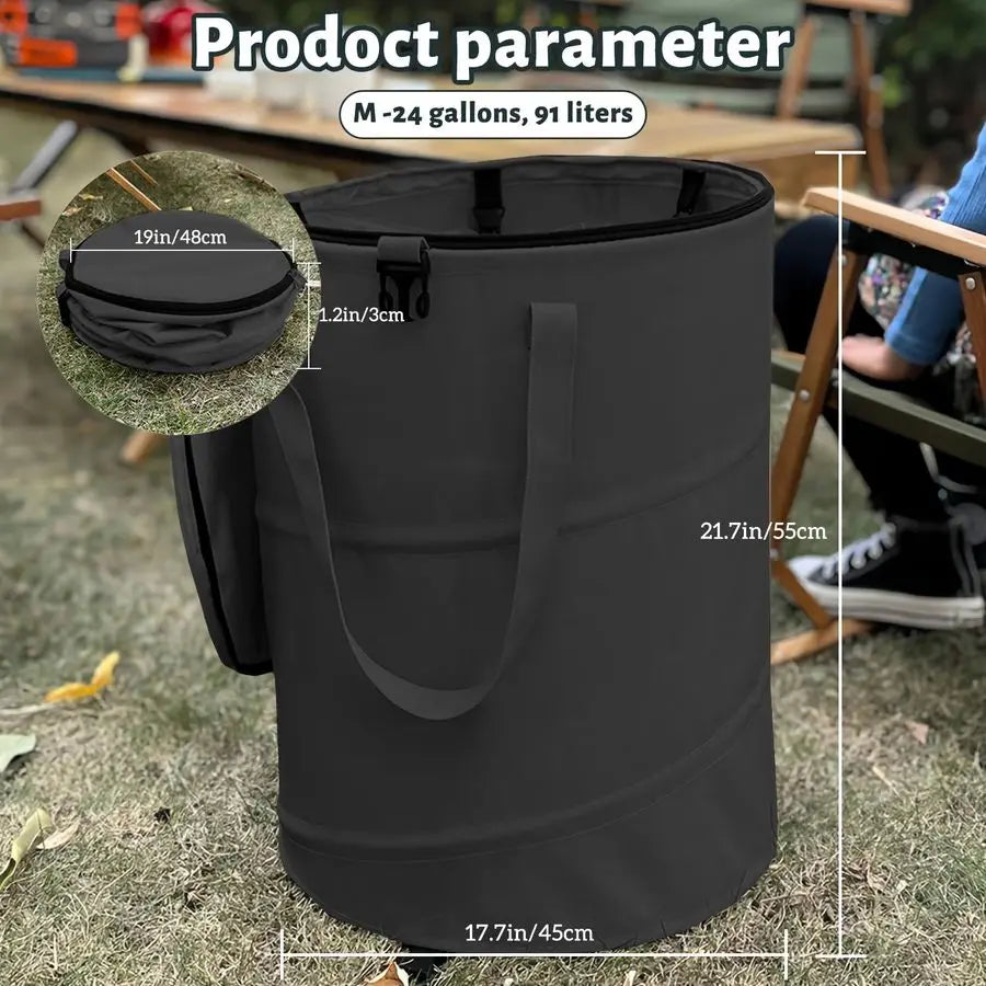 up Camping Trash can with lid,Collapsible 24 Gallons Trash and Garden.