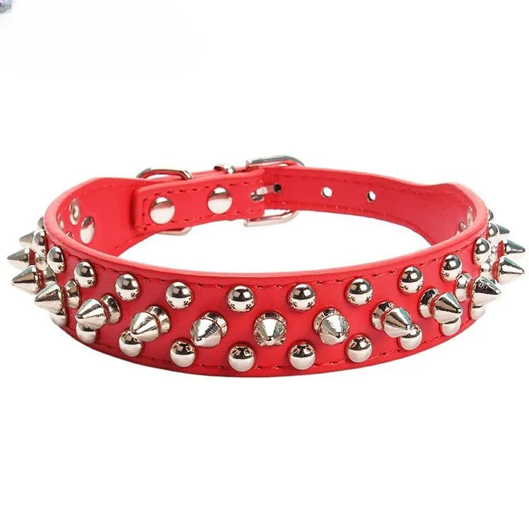 Adjustable Leather Pet Dog collar Neck Strap Supplies PU Leather Punk.