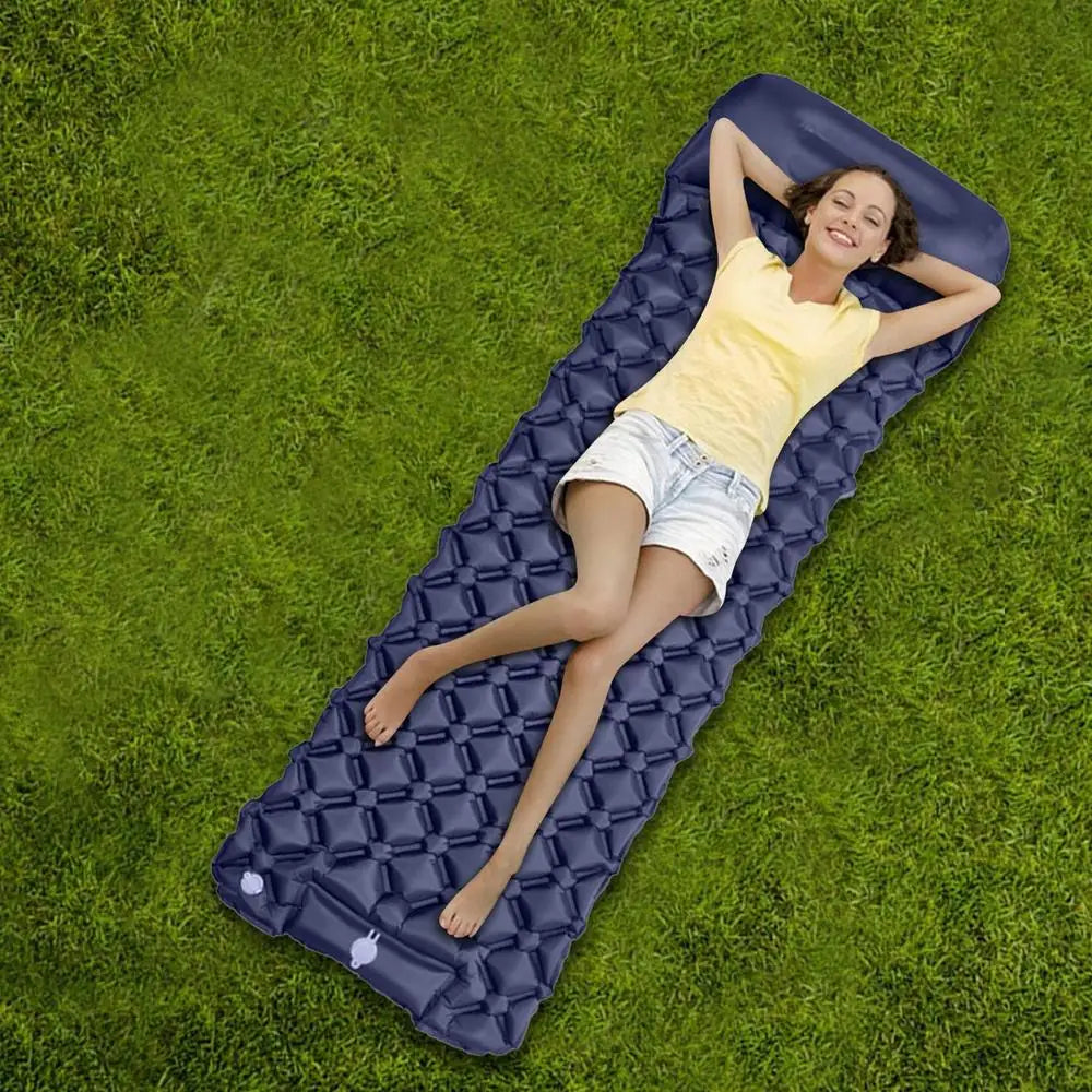 Inflatable Camping Mattress With Pillow Outdoor Sleeping Pad Ultralights.