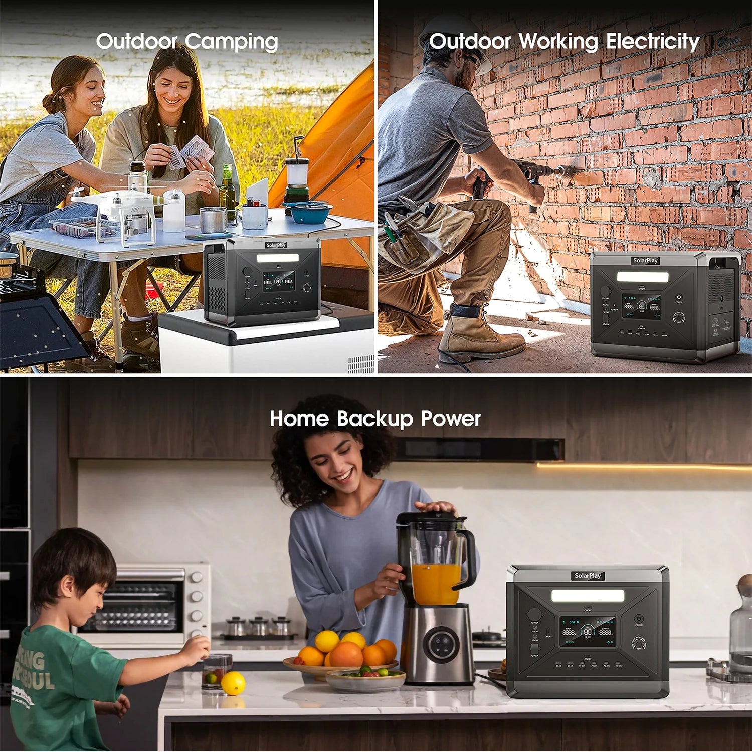 SOLARPLAY Q2501 Portable Power Station 2160WH LiFePO4 Battery.