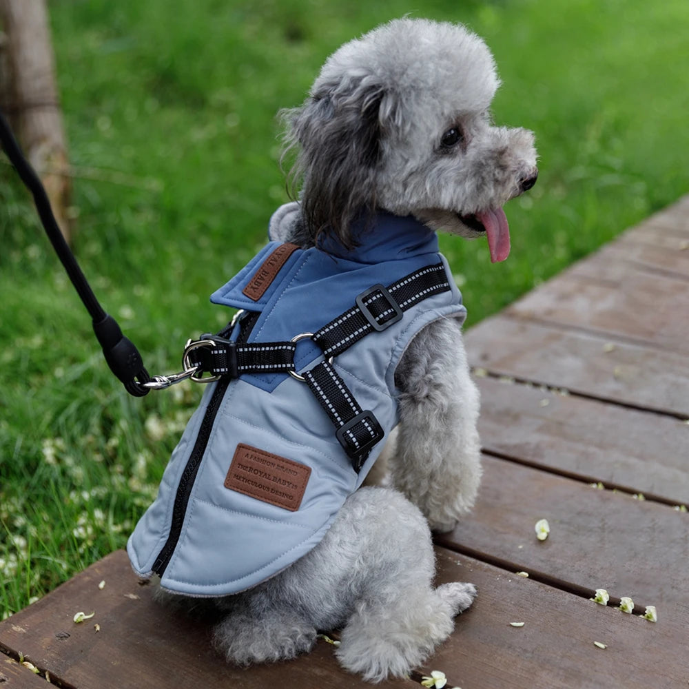 Winter Pet Dog Jacket With Harness Warm Dog Clothes For Labrador Waterproof Big Dog.