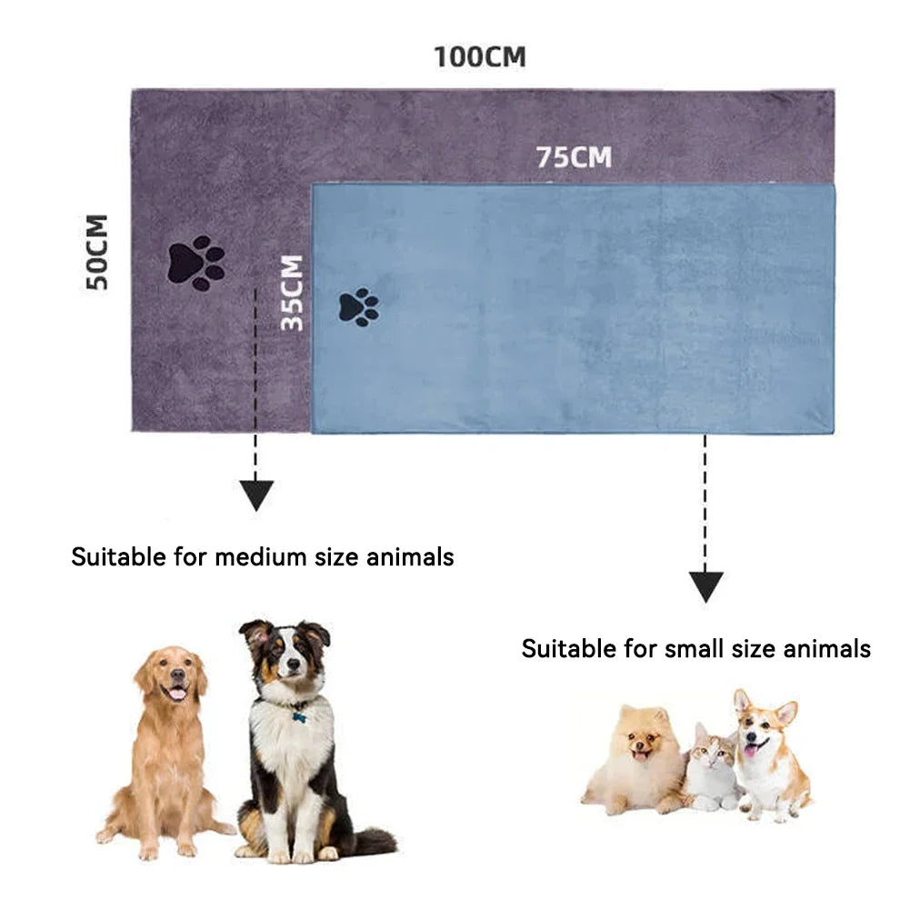 35*75cm/50*100cm Microfiber Pet Bath Towel Embroidered Super.