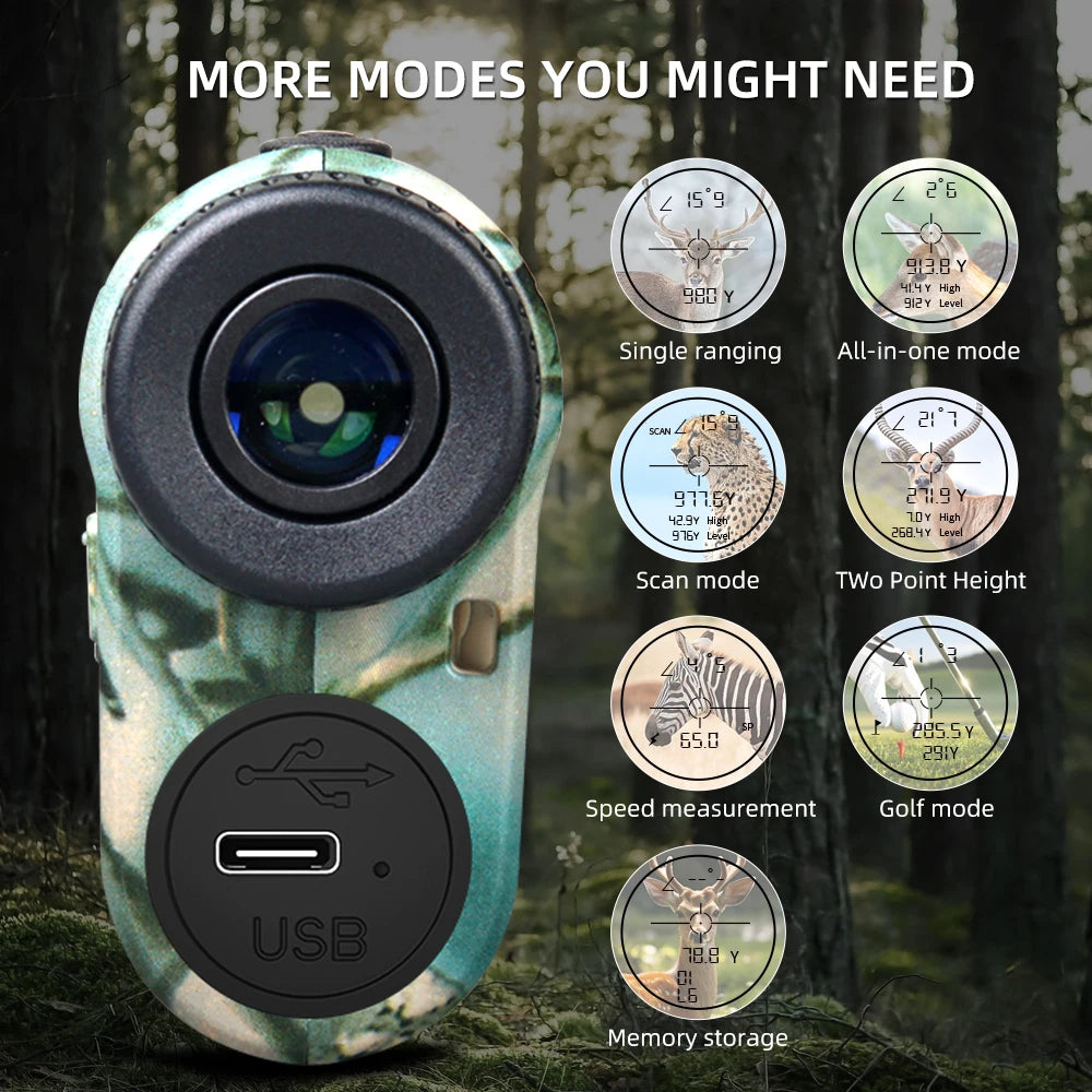 REVASRI 6x 1000M Laser Rangefinder for Hunting with Golf Ballistic Compensation