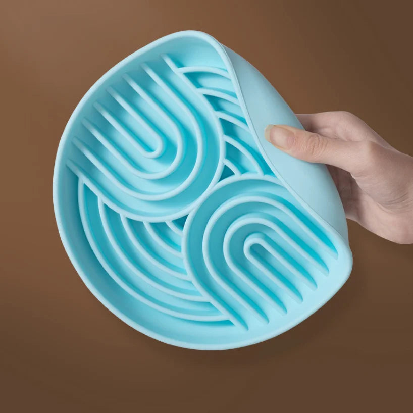 Silicone Dog Bowl Slow Feeder with Suction Cup & Licking Pad
