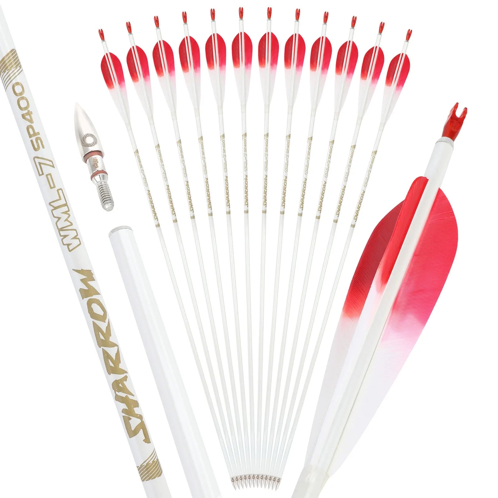 6pcs 32inch Archery Pure Carbon Arrow Spine 500 Shaft +/- 0.003.