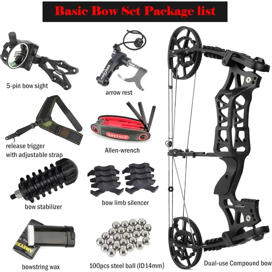 ZSHJGJR Compound Bow Dual-use for Arrows and Steel BallHunting Bows 40-70lbs.