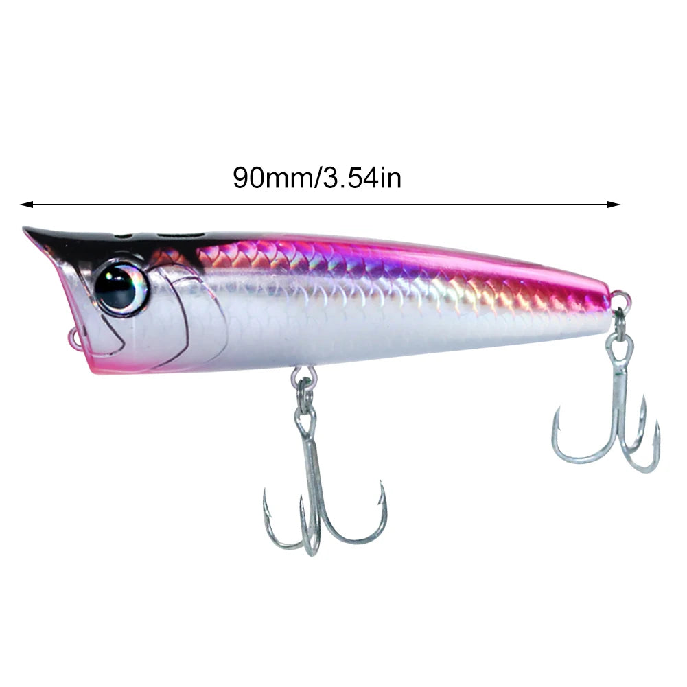 Popper Fishing Lure with Hook Floating Fishing Lure 3D Eyes Artificial.