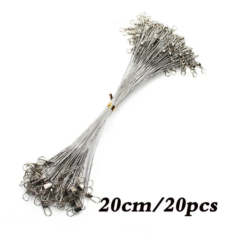 Anti Bite Steel Fishing Line Steel Wire Leader With Swivel Fishing Accessory.