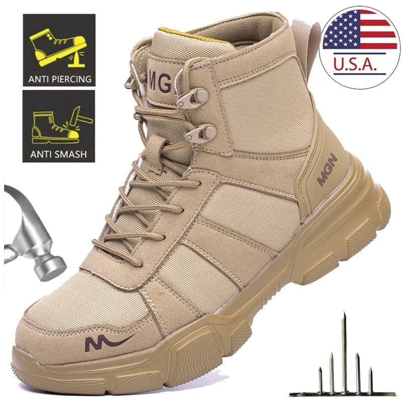 Safety Shoes Steel Toe Boots for Men Adjustable Soft Work Sneakers.