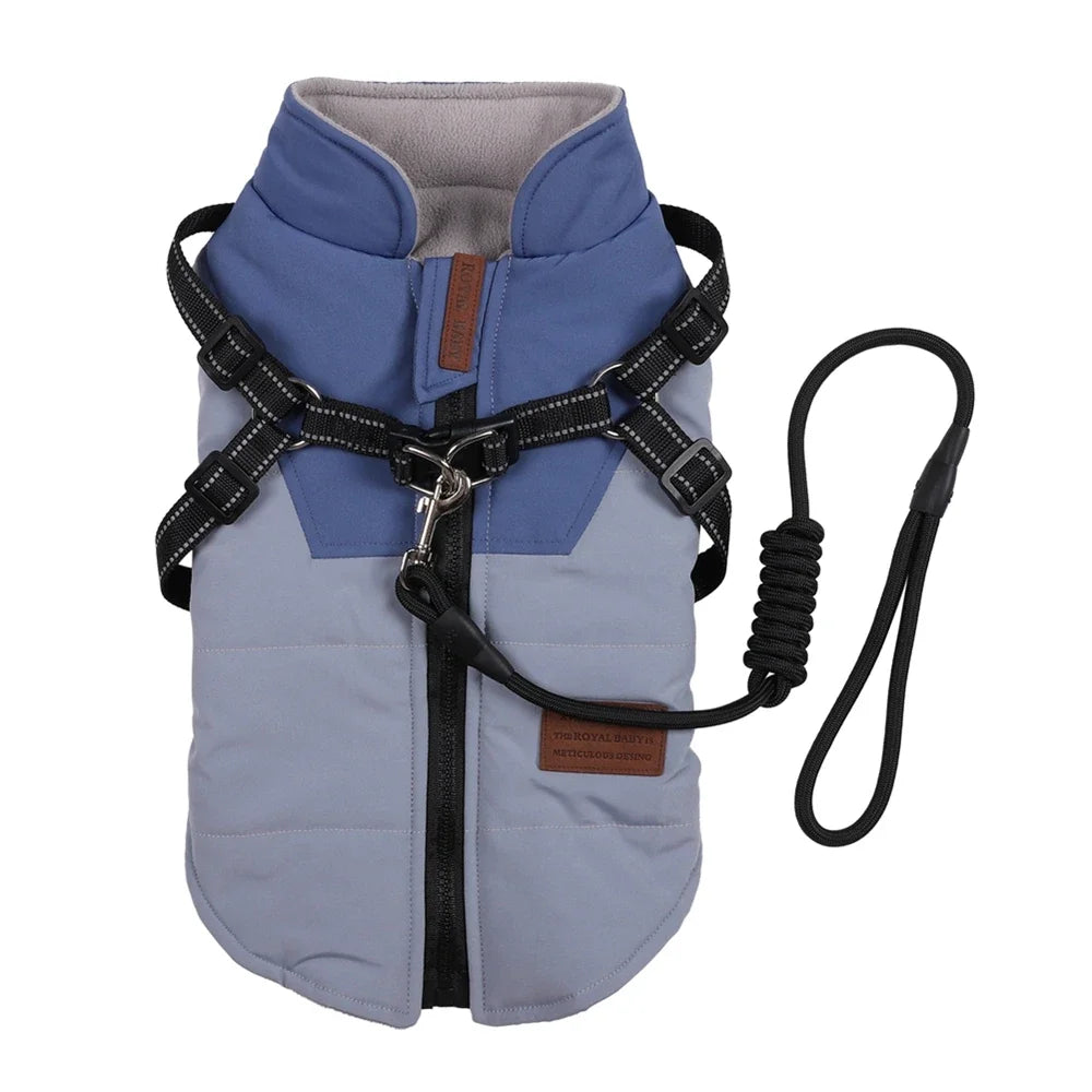 Winter Pet Dog Jacket With Harness Warm Dog Clothes For Labrador Waterproof Big Dog.