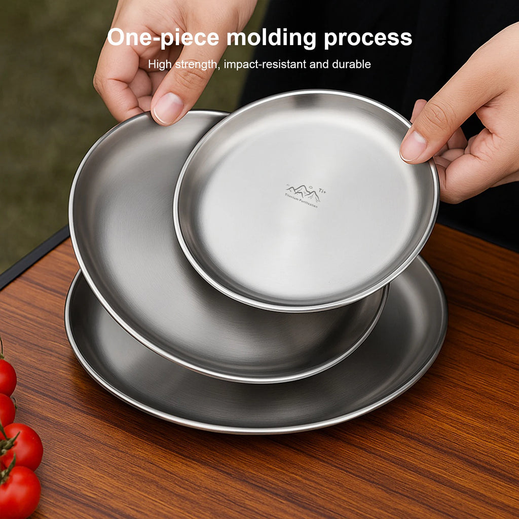 Titanium Purification Plate Backcountry Dinnerware Anti-Fall Outdoor Fruit Salad Plate.