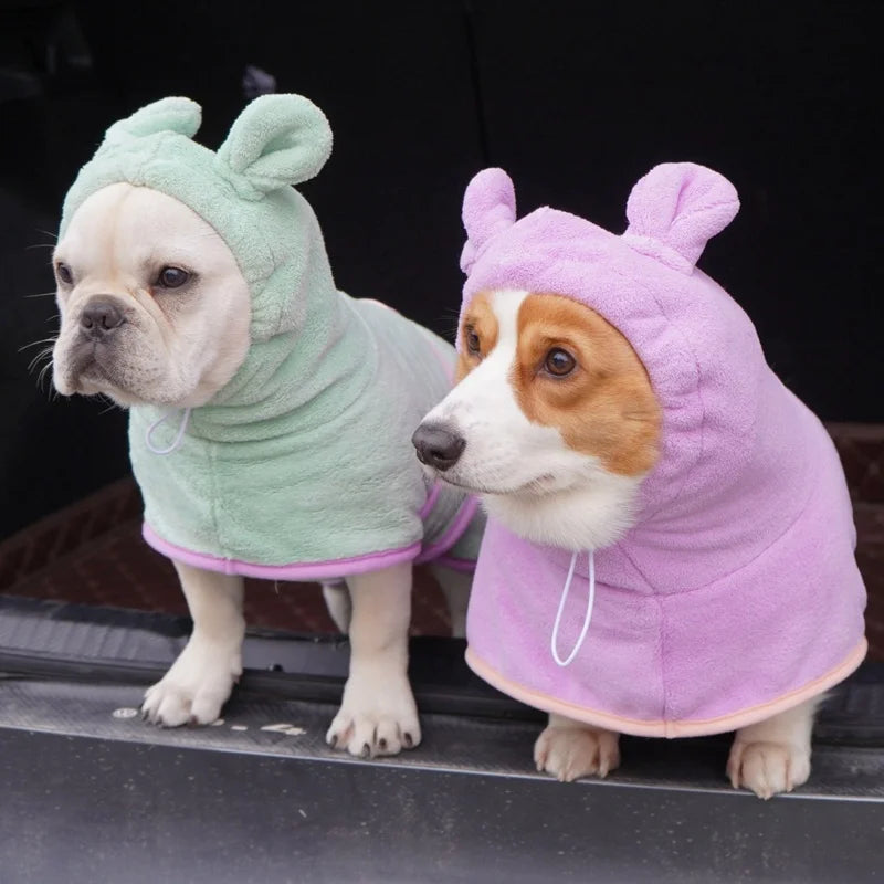 Dog Bathrobe Super Absorbent Pet Towel Bathrobe Bath Towels Quick-Drying Microfiber.