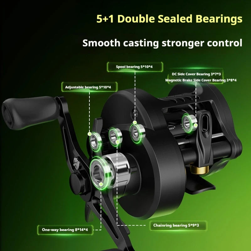 Hot Carbon Fiber Baitcasting Reel Ultra-Lightweight 5+1 Stainless Steel Bearings 7.2:1gear.