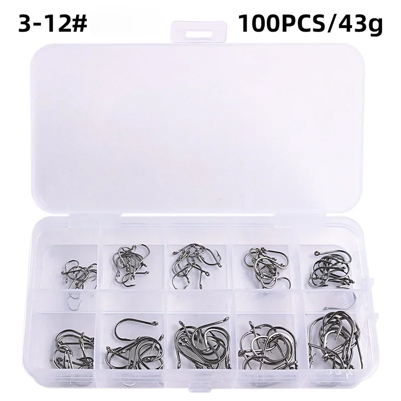 Circle Fishhook 3#-12# Jig Barbed Bait Tackle 50-1600Pcs/Box