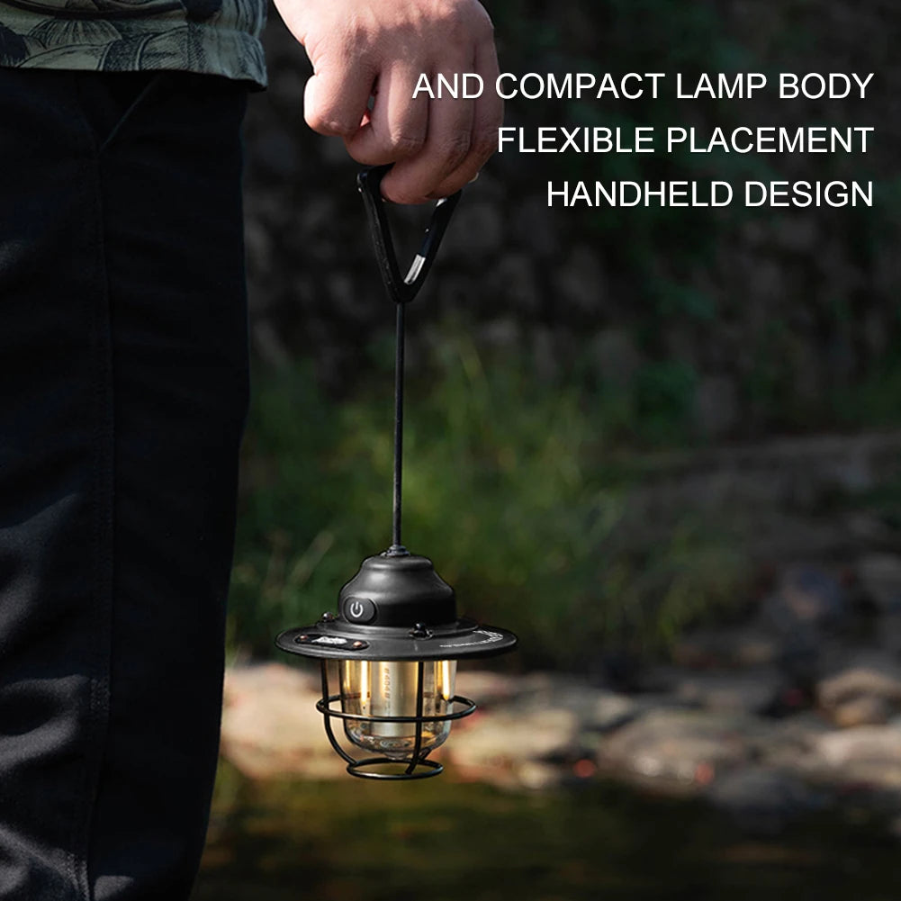 LED Camping Lantern Dimming Emergency Lamp Type C Charging Retro Camping.