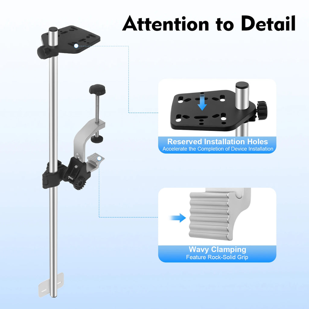 Portable Transducer Mount Universal 360° Adjustable Rotating Fish Finder Mount.