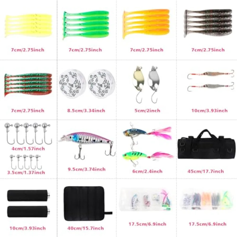 2PCS Telescopic Fishing Rods and Reels Combo Set 6.89ft Spinning Reel Lures Accessories with Storage Bag