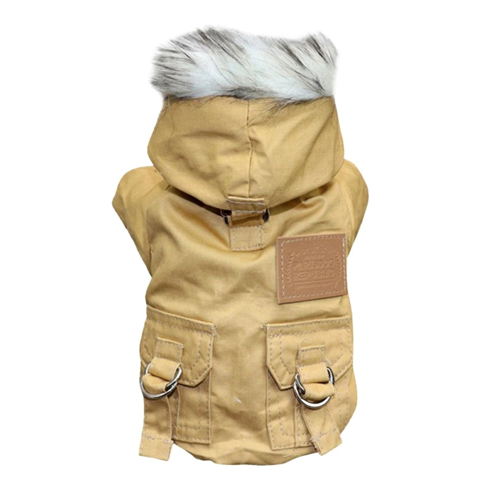 Pet Dog Jacket With Harness Winter Heavy Hiking Coat Dog Warm Hoodie Vest.