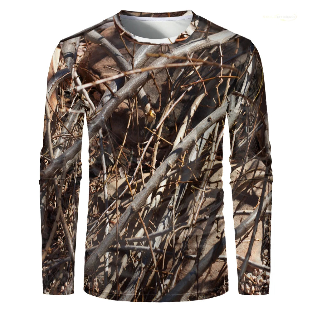 Men Camouflage Forest Hunting T-shirt Utdoor Quick Drying Breathable Hiking Long Sleeve.