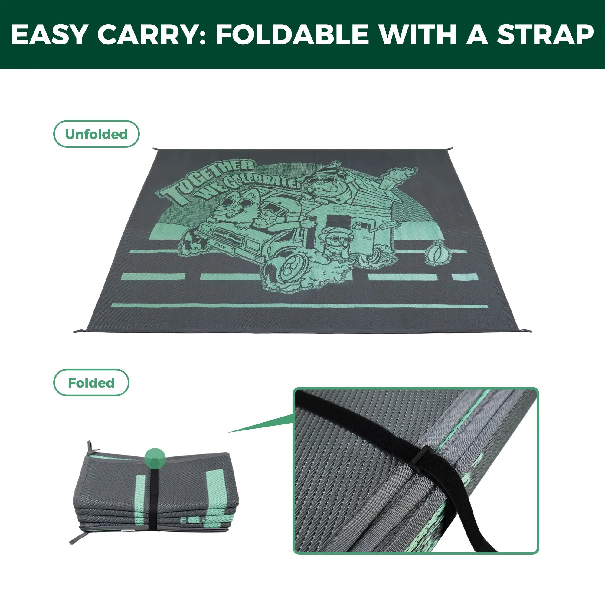 FXW Let's ROLL RV Rug – Designed for RV Adventures with Your Dogs, Full Coverage Across Campsite
